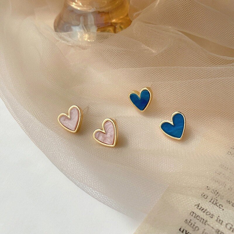 Pink Love Earrings No Hole Ear Clips Blue Heart Clip Earring Without Piercing Minimalist Earrings Jewelry CE1194