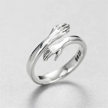 Load image into Gallery viewer, Hot New Silver Plated Rings for Women Temperament Personality Jewelry Creative Love Hug Ring Fashion Tide Flow Open Ring Anillos