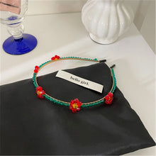 Load image into Gallery viewer, AOMU Romantic Green Crystal Cherry Fruit Headband Retro Irregular Geometric Red Small Flower Wave Headwear for Women Accessories