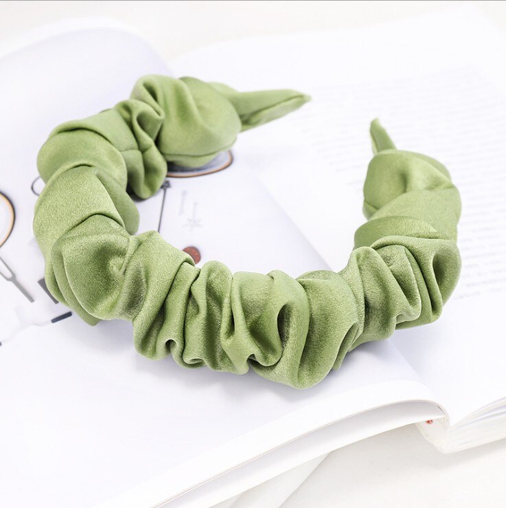 New Fashion Autumn Hairband Women Individuality Pleated Headband Fresh Solid Hair Band Adult Hundred Matching Hair Accessories