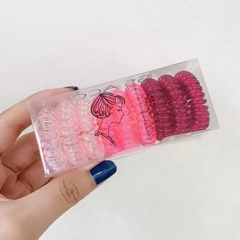 9/1PCS Colorful Telephone Wire Elastic Hair Bands for Girls Headwear Ponytail Holder Rubber Bands Women Chic Hair Accessories