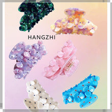 Load image into Gallery viewer, HANGZHI INES New French Vintage Flower Zircon Acetate Hair Clip Shark Grab Hairpin Fashion Hair Accessories for Women Girls 2022