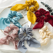 Load image into Gallery viewer, New Chiffon Bowknot Elastic Hair Bands For Women Girls Solid Color Scrunchies Headband Hair Ties Ponytail Holder Hair Accessorie