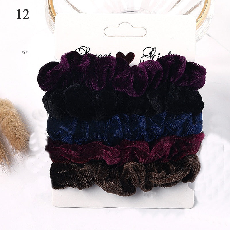 1 Set Scrunchies Pack Hair Ring Candy Color Hair Ties Rope Autumn Winter Women Ponytail Hair Accessories 3Pcs Girls Hairbands