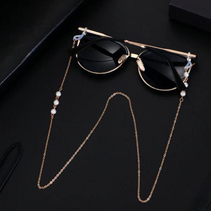 Women Fashion Pearls Sunglasses Chains Gold Eyeglasses Chains Sunglasses Holder Necklace Eyewear Retainer Accessories