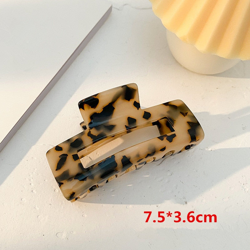 Bilandi 2022 New Hair Claw Large Geometric Hollow Square Tortoiseshell Leopard Acetate Hair Clip For Women Hair Accessories