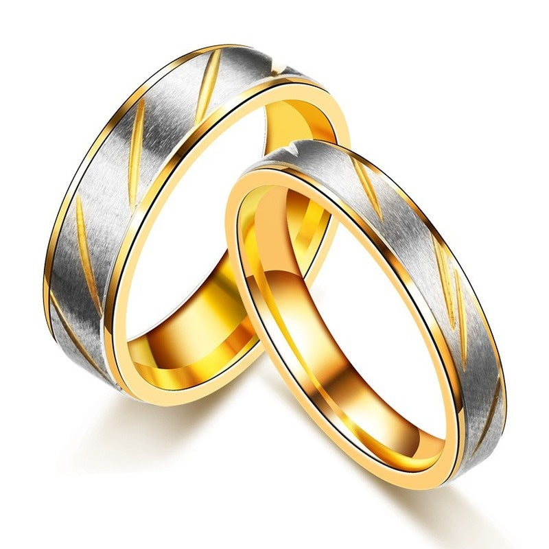 Titanium Steel Couple Rings Gold Wave Pattern Wedding Infinity Ring Men and Women Engagement Jewelry Gifts