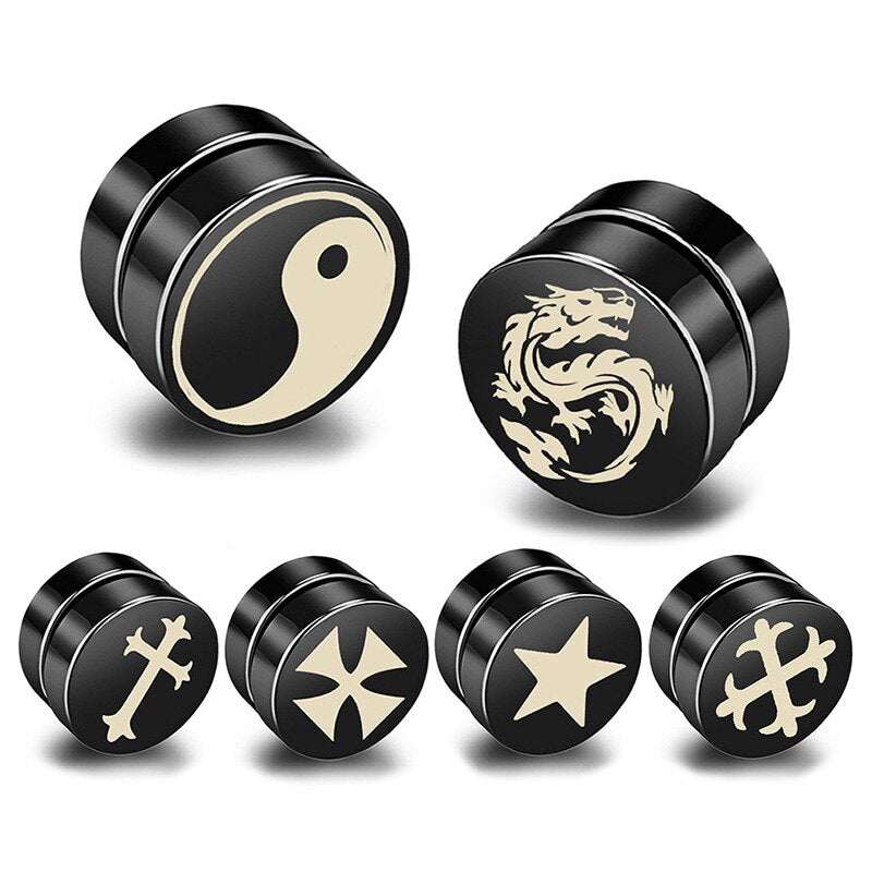 1PC Punk Mens Strong Magnet Magnetic Health Care Ear Stud Non Piercing Earrings Fake Earrings Gift for Boyfriend Lover Jewelry