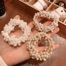 Load image into Gallery viewer, 6 Colors Woman Elegant Pearl Hair Ties Beads Girls Scrunchies Rubber Bands Ponytail Holders Hair Accessories Elastic Hair Band