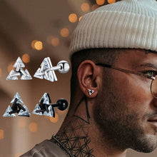 Load image into Gallery viewer, Men Stud Earring ,Triangle Pierced Crystal Zircon Stud Earrings,Stainless Steel Tiny Minimalist Studs for Mens Women Jewelry