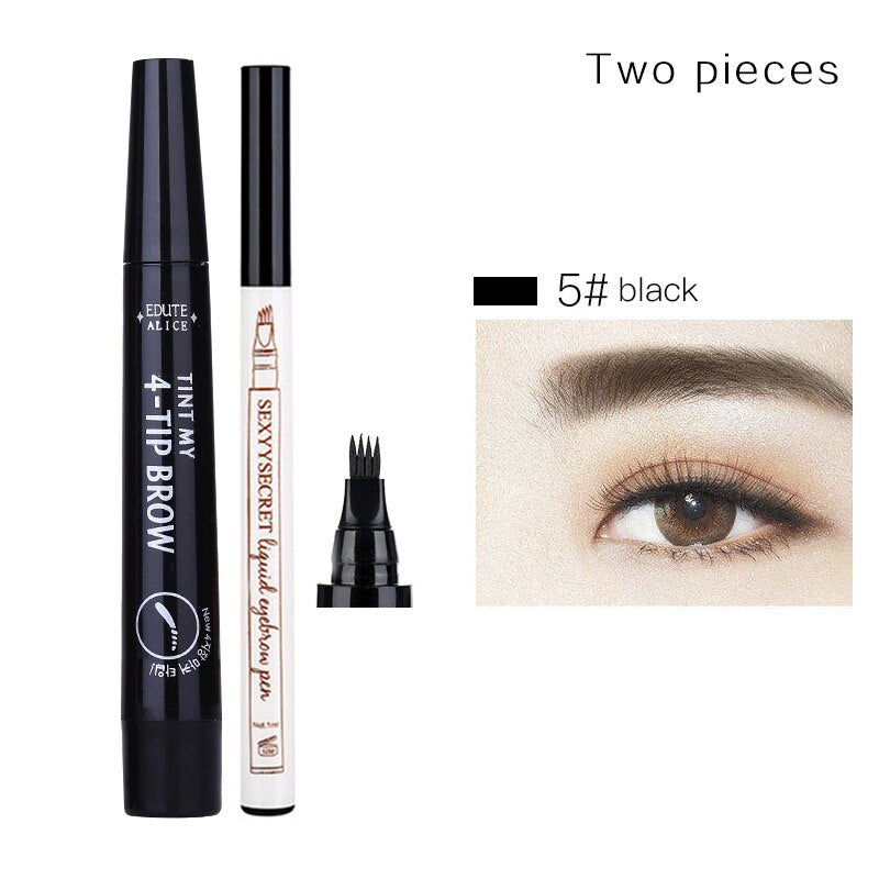 Tint my 4-tip Liquid Eyebrow Pencil Waterproof Apply Well Tattoo Makeup For Women Eyes Cosmetics Natural Wild Brown Eyebrow Gel