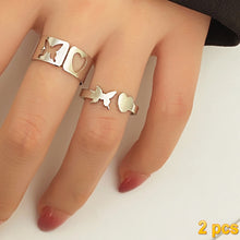 Load image into Gallery viewer, IFMIA Trendy Gold Butterfly Rings For Women Men Lover Couple Rings Set Friendship Engagement Wedding Open Rings 2022 Jewelry