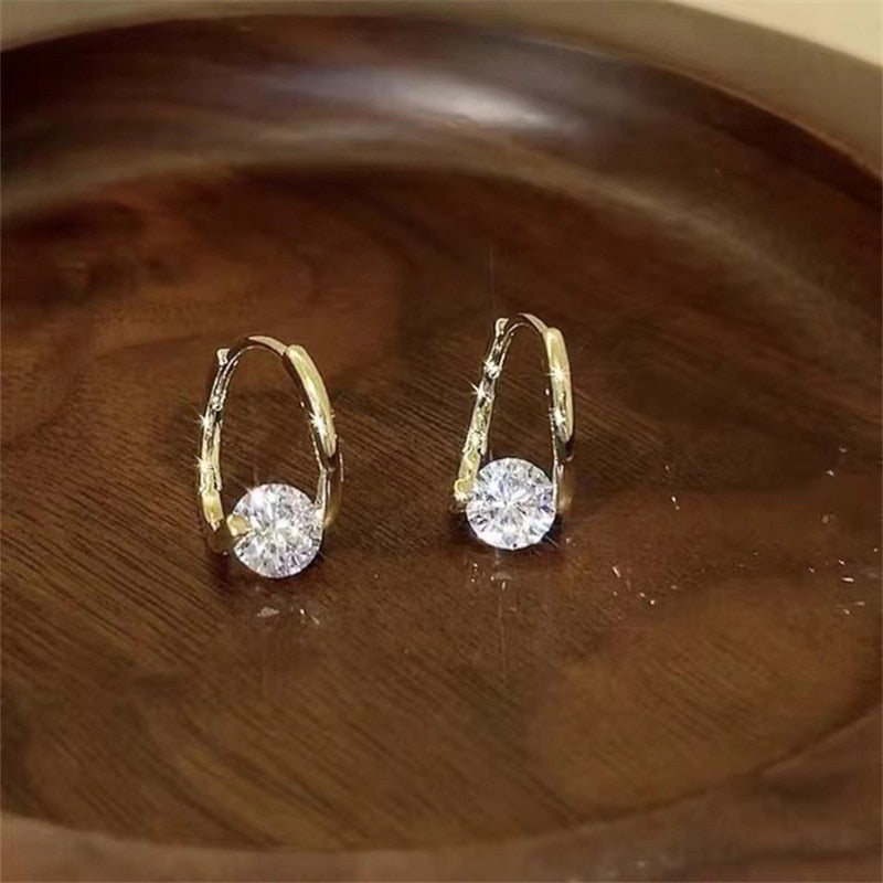 2022 New Simple Single Zirconia Earrings For Women Girls Korean Style Delicate Chic Jewelry Earings Wholesale