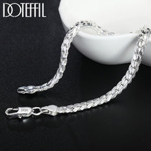 Load image into Gallery viewer, DOTEFFIL 925 Sterling Silver 8/16/18/20/22/24 Inch 6mm Side Chain Necklace Bracelet For Woman Men Fashion Charm Wedding Jewelry
