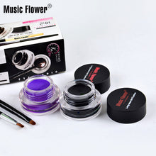 Load image into Gallery viewer, Music Flower 2 in 1 Coffee + Black Gel Cream Eyeliner Make Up Waterproof Cosmetics Set Eye Liner + Brushes Makeup Eye Cosmetics