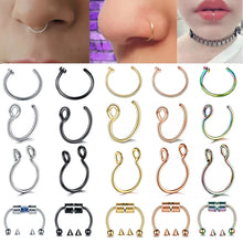 Load image into Gallery viewer, 1Pc Stainless Steel Fake Nose Ring Hoop Septum Rings C Clip Lip Ring Earring for Women Fake Piercing Body Jewelry Non-Pierced