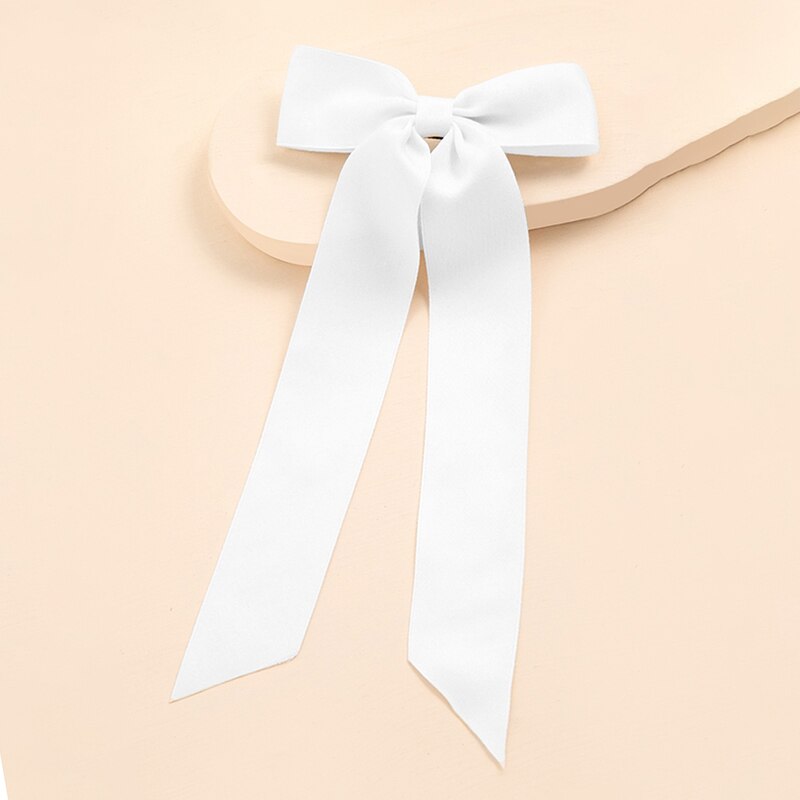 Korea Cute Long Ribbon Bow Hairpin for Women Girls Hairclip Bangs Hairgrips Cute Back Head Top Clip Hair Accessories