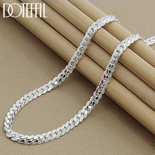 Load image into Gallery viewer, DOTEFFIL S925 Sterling Silver 16/18/20/22/24 Inch 6mm Side Chain Necklace For Woman Men Fashion Wedding Engagement Jewelry Gift