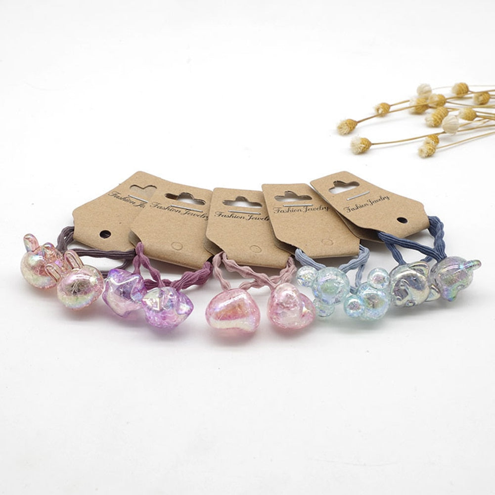 Crystal Round Bead Hair Bands Bead Ponytail Holder Rubber Bands Hair Elastic Accessories Girls Women Tie Gum