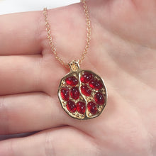 Load image into Gallery viewer, Vintage Fruit Fresh Red Garnet Necklace Classic Gold Color Resin Stone Pomegranate Pendant Necklace Jewelry for Women Best Gift