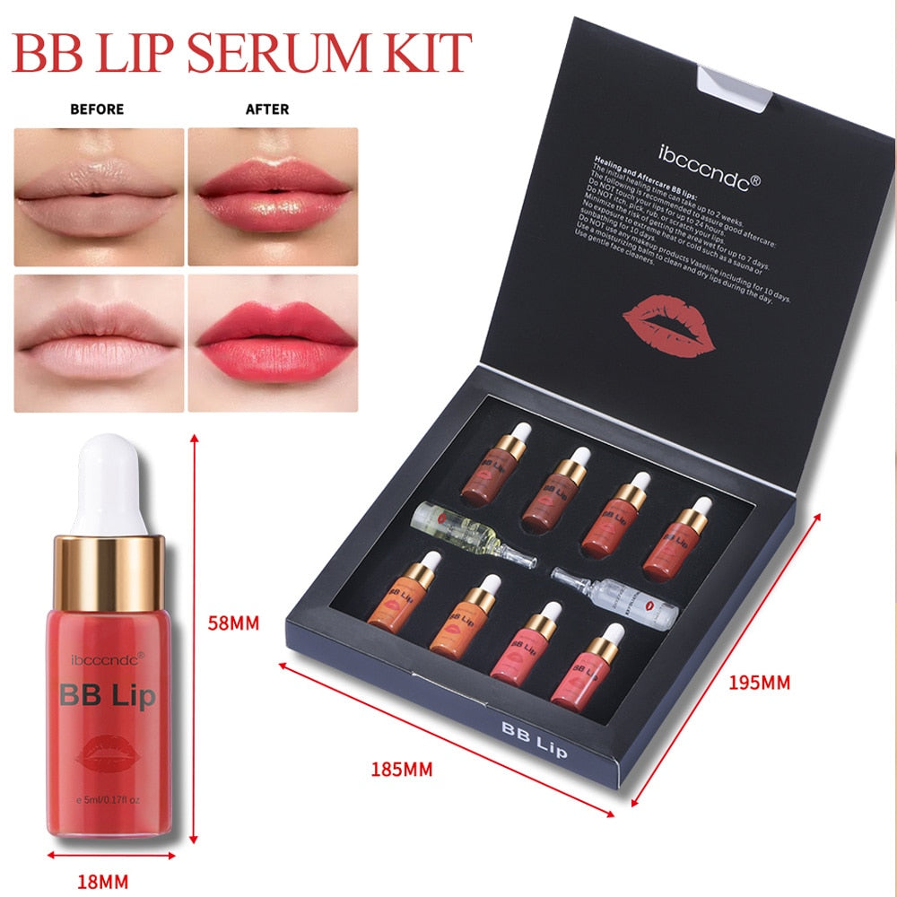 Korean BB Lip Serum BB Cream Glow Lipstick Serum Kit Ampoule Starter Kit Lip Gloss Pigment for Lip Coloring Moist Microneedle