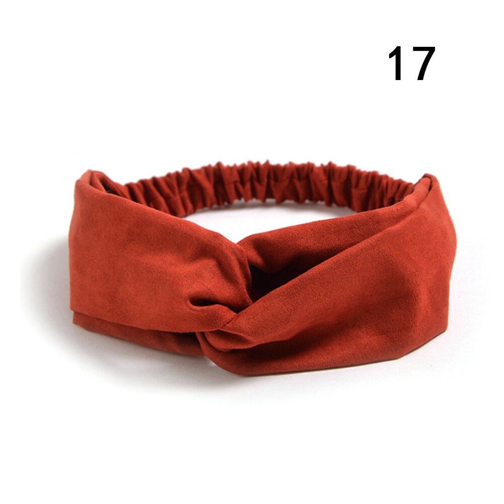 Women Suede Headband Bohemian Vintage Cross Knot Elastic Hairband Girls Hair Accessories Hair Band Floral Solid Knotted Headwear