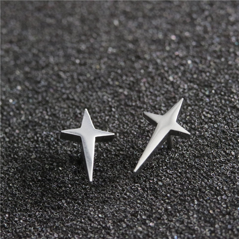 2022 Stainless Steel Earrings Geometric Women Men Hip hop Black Star Ghost Spike Stud Earring Fashion Jewelry Best Gift пирсинг