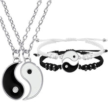 Load image into Gallery viewer, Tai Chi Yin Yang Couple Bracelets Alloy Pendant Adjustable Braid Chain Bracelet Necklace Matching Lover Bracelets Necklaces