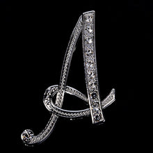 Load image into Gallery viewer, Women Luxury English A-Z Letter Brooch Pin Crystal Rhinestone Metal Glossy Girls Ladies Lapel Collar Pin Scarf Clothes Decor
