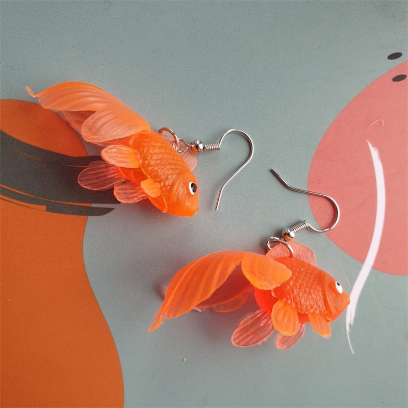 Handmade Fish Earrings 5 Colours Choose From Plastic Emulation Goldfish Earrings Funky Earrings Quirky Earrings Fashion Jewelry