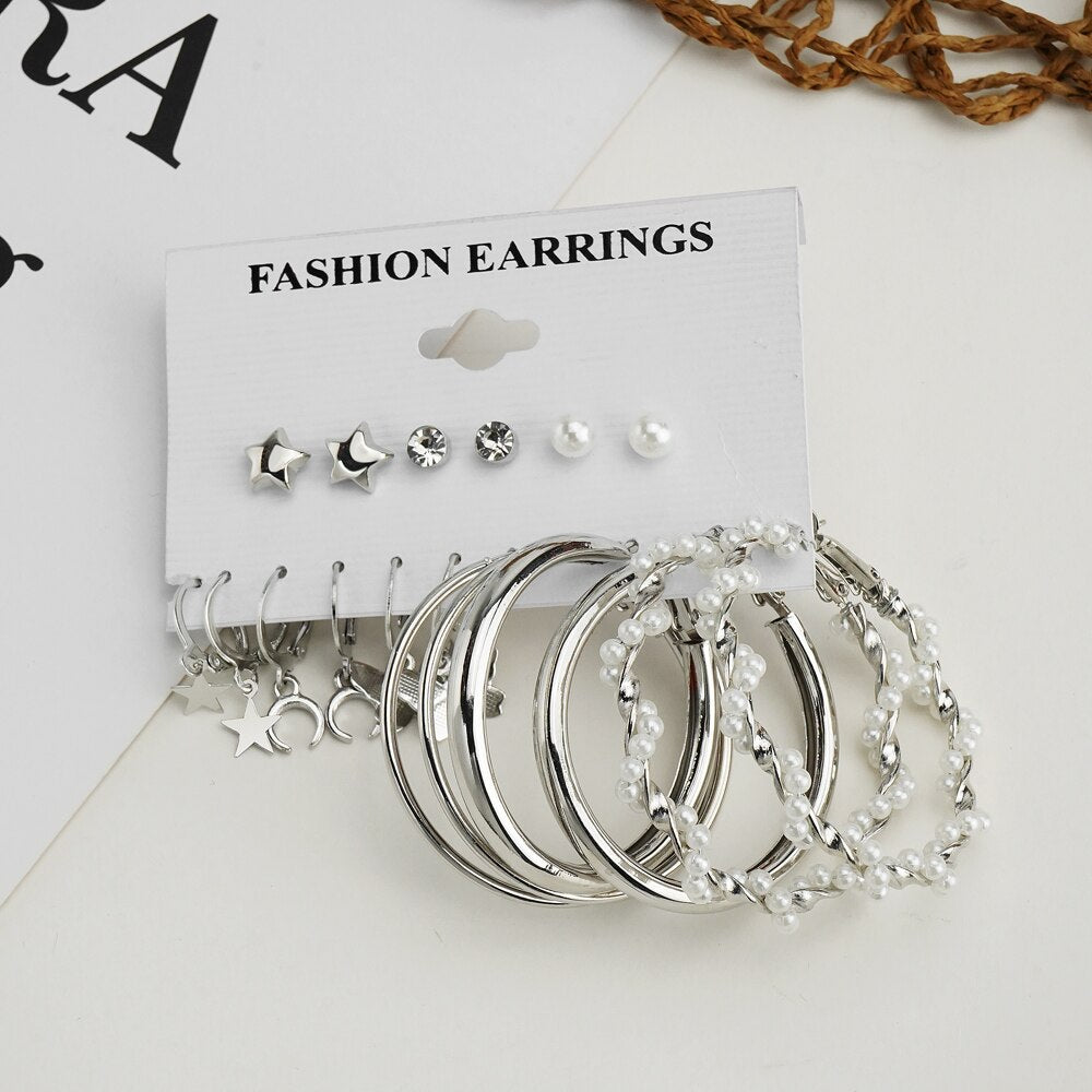Silver Color Butterfly Earrings Set For Woman Girls Vintage Snake  Geometric Twist Hoop Earrings 2022 Trendy Jewelry Gifts