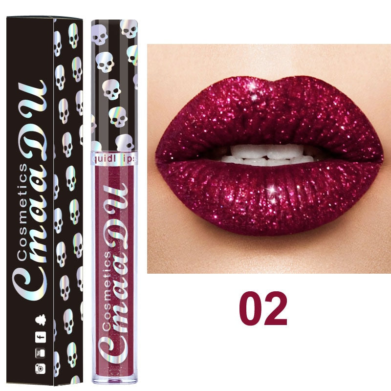 Laser Skull  Diamond Symphony Lipstick Shiny Metallic Velvet Glitter Lip Gloss Makeup Lips Care Cosmetics Moisturizing Lasting