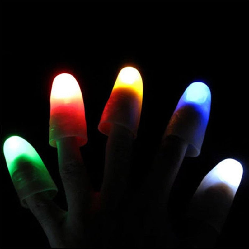 2 Pcs/set Magic Thumbs Light Toys for Adult Magic Trick Props Blue Light Led Flashing Fingers Halloween Party Toys for Children