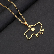 Load image into Gallery viewer, New Ukraine Map Pendant Necklace for Men &amp; Women Titanium Steel Gold Silver Color Choker Ukraine Outline Heart Flag Jewelry Gift