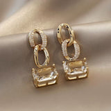 Retro Chain Geometric Shape South Korea 2022 Trend Women's Earrings Gold Personality Hanging Earrings Accessory Jewelry