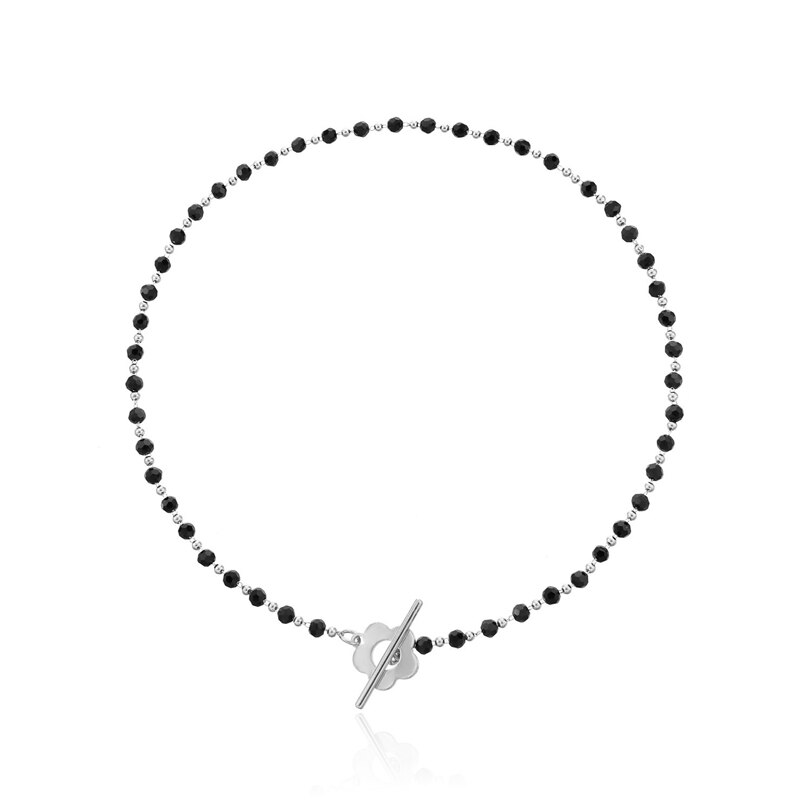 2022 New Fashion Luxury Black Crystal Glass Bead Chain Choker Necklace For Women Flower Lariat Lock Collar Necklace Gifts