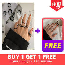 Load image into Gallery viewer, Vintage Black Rings Set For Women Metal Punk Ring Round Couples Irregular Finger Rings Set 2022 Accessories Jewelry Gifts