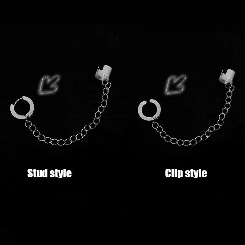 Punk One-peice Cross Tassel Clip Earrings for Women Teens Men Ear Cuffs Zinc Alloy Hip Hop Jewelry Vintage Chain Metal Earing