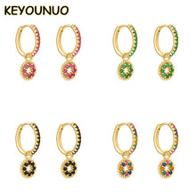 Load image into Gallery viewer, KEYOUNUO Gold Silver Filled Stud Dangle Earrings for Women Ear Cuffs Colorful CZ Hoop Clip Thread Earrings Set Jewelry Wholesale