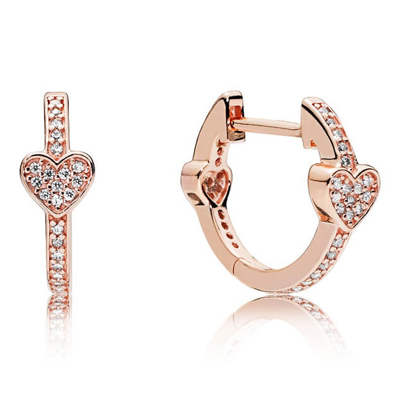 New 925 Sterling Silver Popular Earring Pave Heart Timeless Elegance Enchanted Crown Signature Earring For Women Jewelry Gift