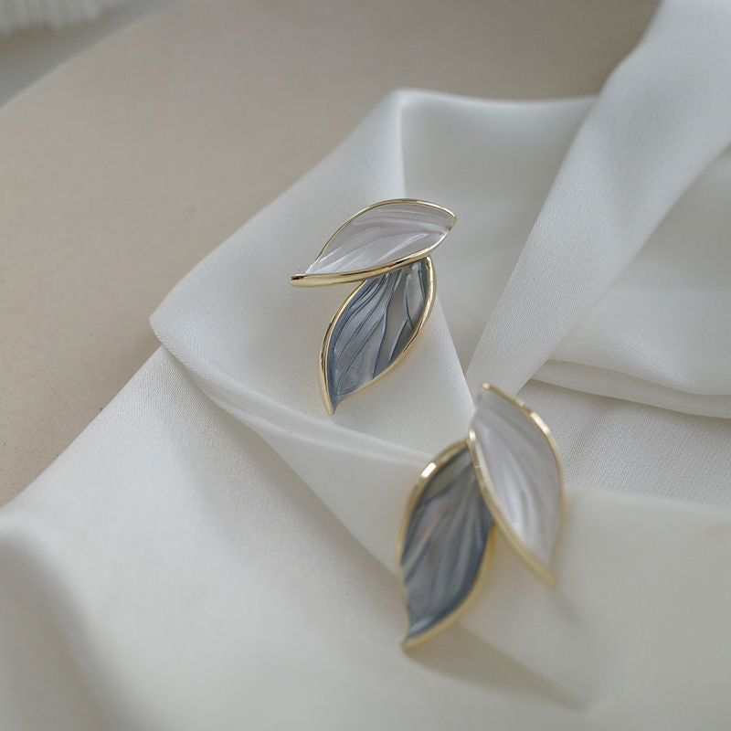 New Fashion Trend S925 Silver Needle Unique Design Romantic Exquisite Simple Blue Tree Leaf Earrings Women&#39;s Jewelry Party Gift