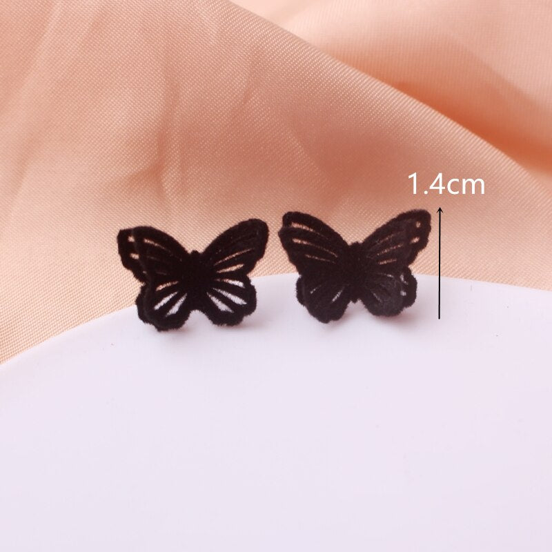 Cool Black Color Flower Drop Earrings for Women Geometry Round Heart Leaf Butterfly Crystal Brinco Party Jewelry Summer Gift