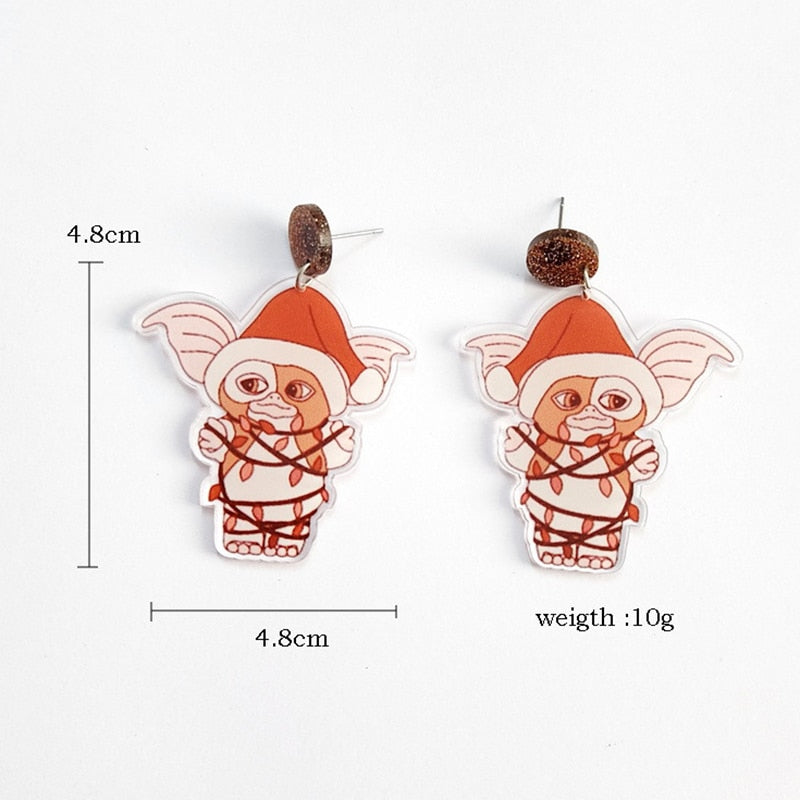Cute Cartoon Santa Claus Christmas Earrings For Women Vintage Xmas Elf Deer Acrylic Drop Earring Gift