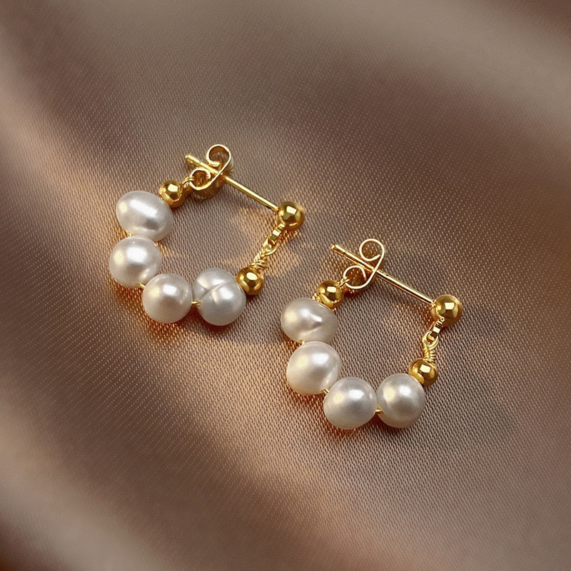 New 2022 Korean Elegant Baroque Pearl Earrings For Women Girls Exquisite Luxury Wedding Party Fashion Jewelry Gift