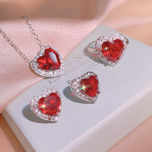 Load image into Gallery viewer, Exquisite Red Zircon Heart Pendants Necklace Earrings Sets for Women 925 Sterling Silver Bridal Wedding Jewelry Gift Top Quality