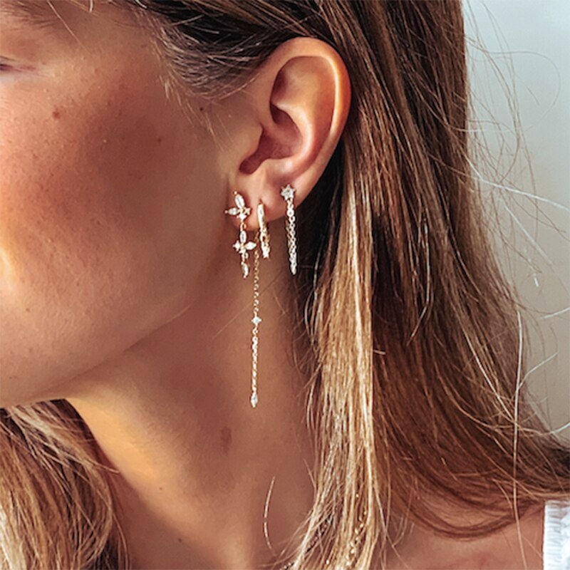 YUXINTOME 925 Sterling Silver Needle Trendy Long Tassel Butterfly Drop Earrings 2022 Fashion Hanging Earrings Jewelry Girls