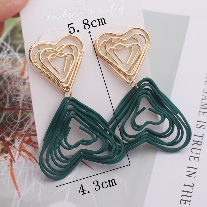 Green Color Flower Drop Earrings for Women Petals Round Heart Leaf Butterfly Metal Brincos Wedding Party Jewelry Summer Gift