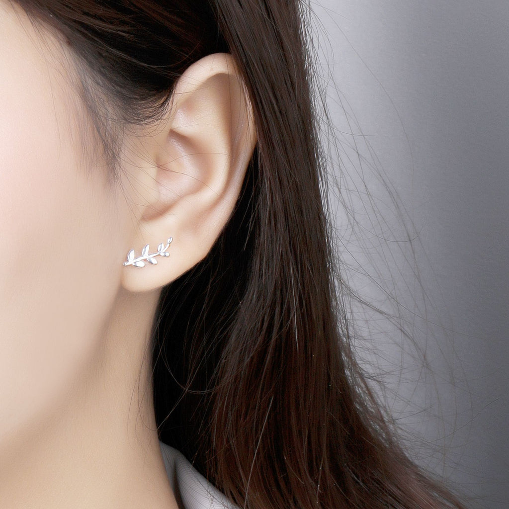 S925 Sterling Silver Asymmetric Stud Leaf Earrings for Women 2022 Summer Leaves Earring Fashion Jewelry Gifts