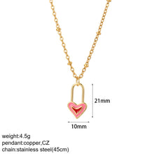 Load image into Gallery viewer, Fashion Gold Color Heart Pendant Necklace for Women Lucky Jewelry Zircon Love Necklaces Stainless Steel Chain Adjustable Choker
