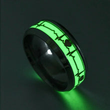 Load image into Gallery viewer, Hot fashion stainless steel luminous ring men&#39;s and women&#39;s models in the dark luminous ECG couple wedding ring jewelry gift new